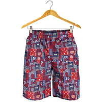 Red Samoa Manuia Le Kerisimasi Shorts for Men Pacific Patchwork Xmas Vibes LT9 - Polynesian Pride