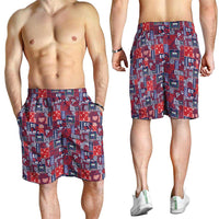 Red Samoa Manuia Le Kerisimasi Shorts for Men Pacific Patchwork Xmas Vibes LT9 - Polynesian Pride