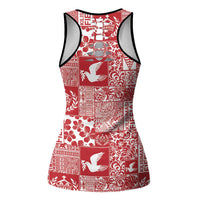 Red Tonga Kilisimasi Fiefia Hollow Tank Top Pacific Patchwork Xmas Vibes - Polynesian Pride