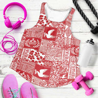 Red Tonga Kilisimasi Fiefia Women Racerback Tank Pacific Patchwork Xmas Vibes - Polynesian Pride