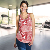 Red Tonga Kilisimasi Fiefia Women Racerback Tank Pacific Patchwork Xmas Vibes - Polynesian Pride