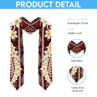Red Vintage Tonga Ngatu Pattern With Plumeria Graduation Stole LT05 - Polynesian Pride