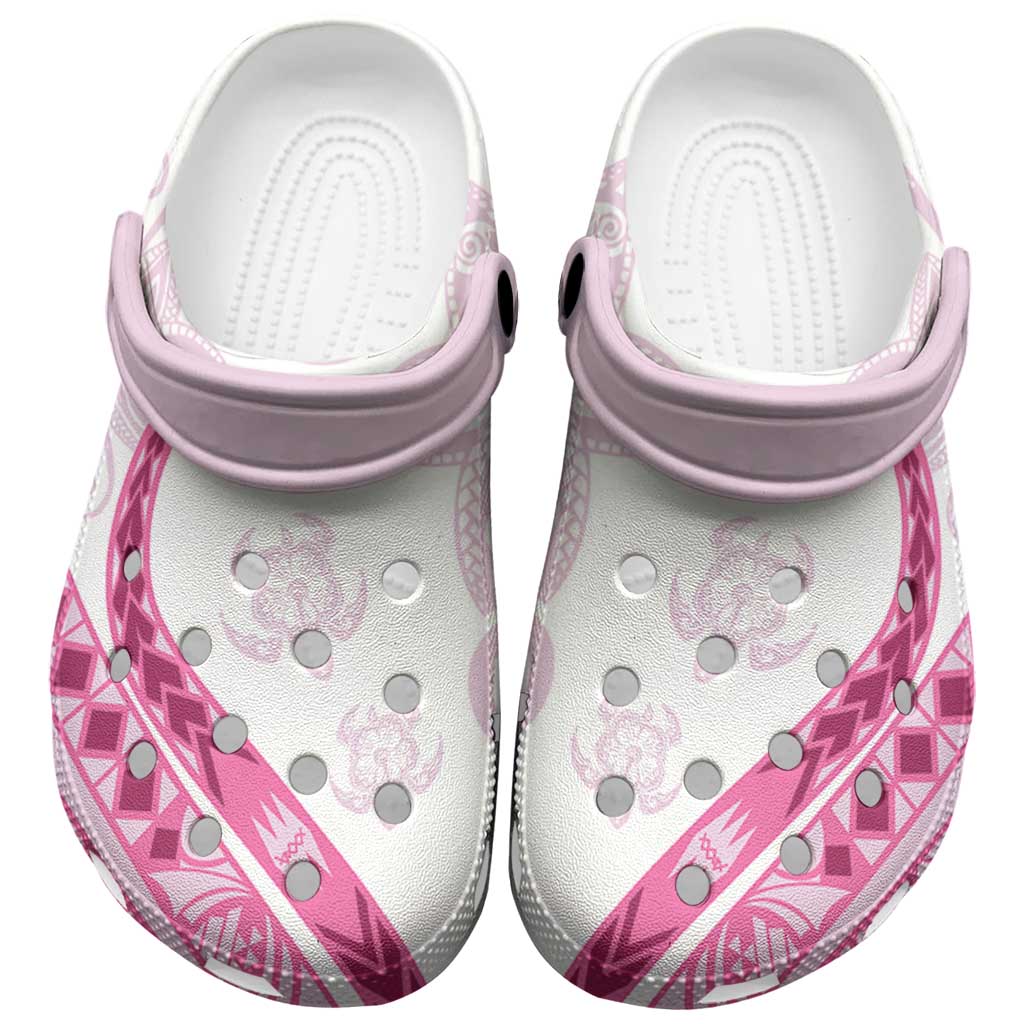 Rose Pink Polynesian Tribal Turtle Floral Pattern Clogs Shoes - Polynesian Pride