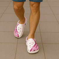 Rose Pink Polynesian Tribal Turtle Floral Pattern Clogs Shoes - Polynesian Pride