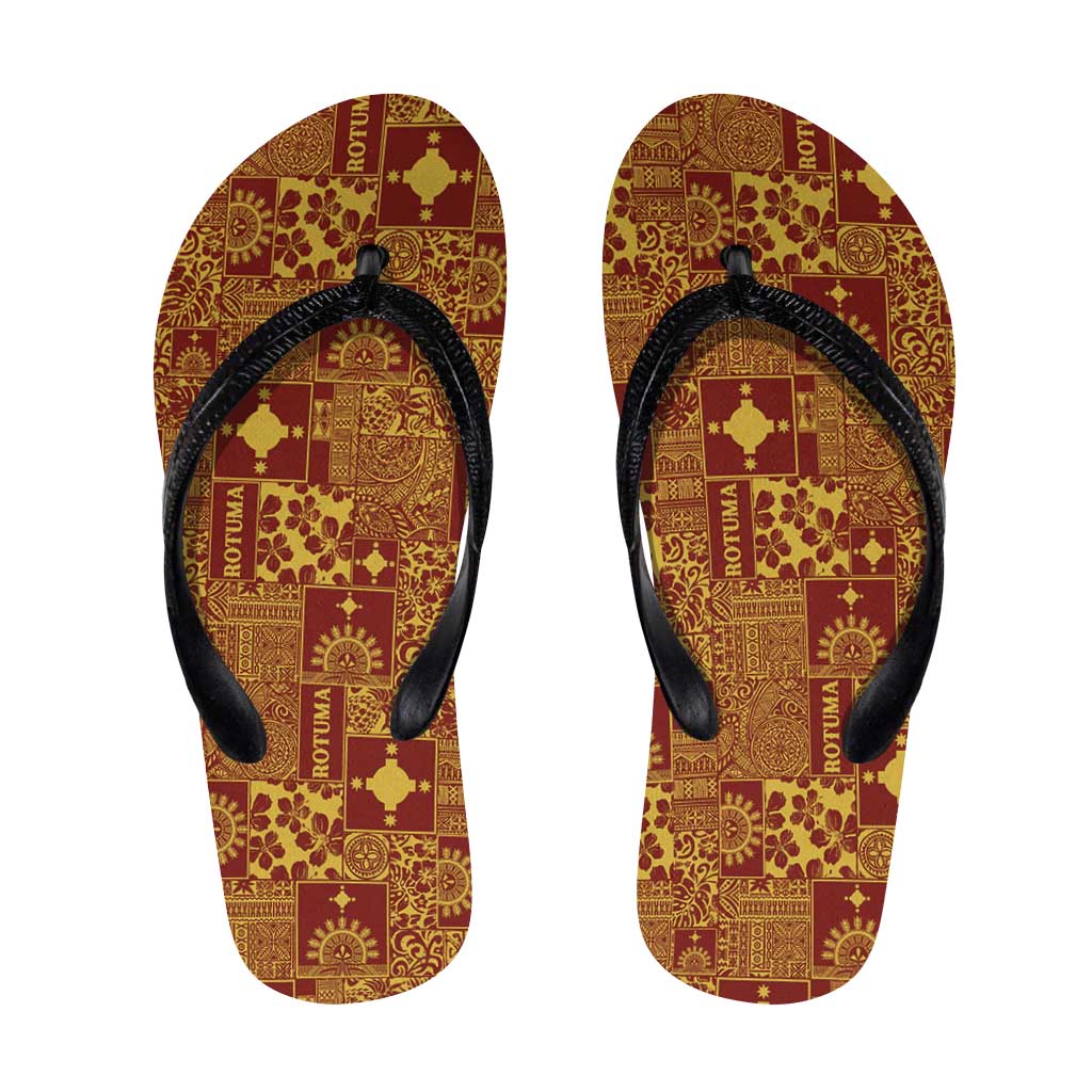 Rotuma Faiakse'ea 'e Kirisimasi Flip Flops Pacific Patchwork Xmas Vibes LT9 Red - Polynesian Pride