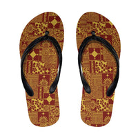 Rotuma Faiakse'ea 'e Kirisimasi Flip Flops Pacific Patchwork Xmas Vibes LT9 Red - Polynesian Pride