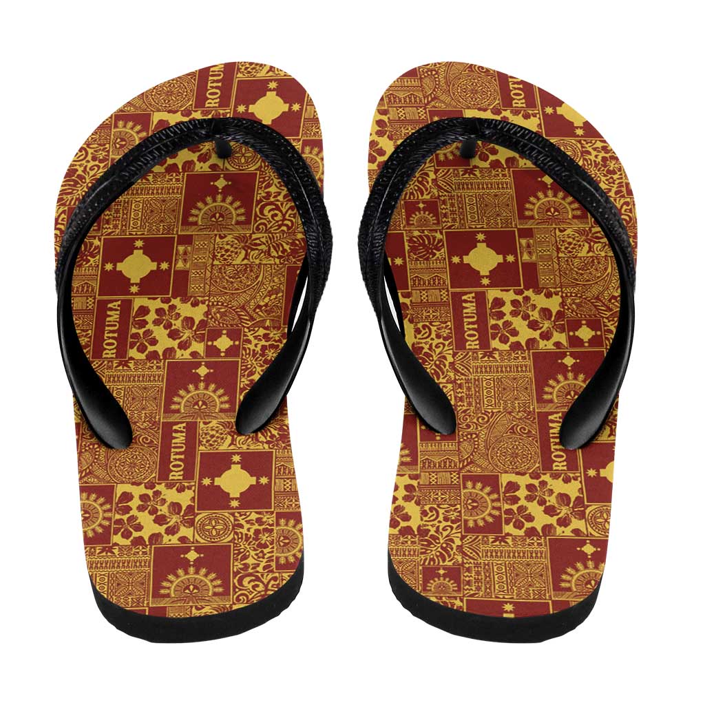 Rotuma Faiakse'ea 'e Kirisimasi Flip Flops Pacific Patchwork Xmas Vibes LT9 - Polynesian Pride