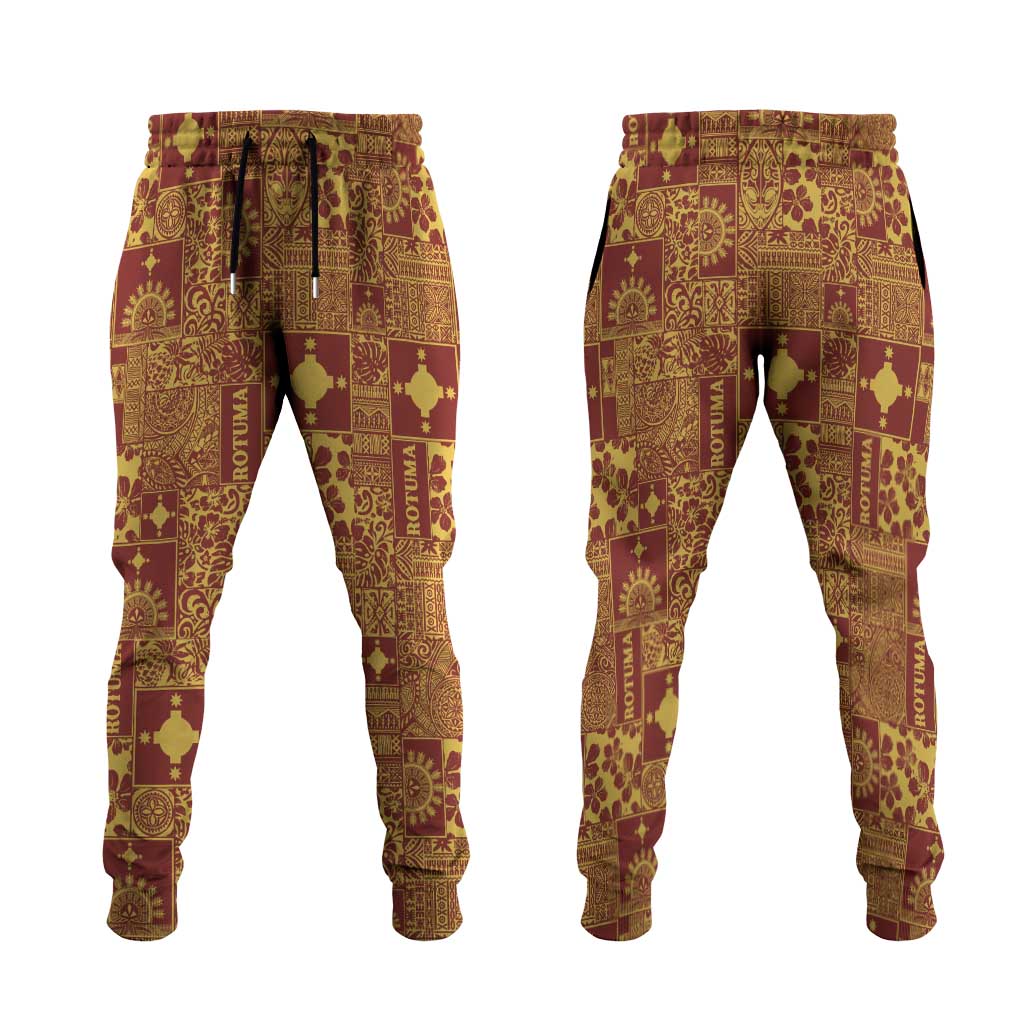 Rotuma Faiakse'ea 'e Kirisimasi Jogger Pants Pacific Patchwork Xmas Vibes LT9 Red - Polynesian Pride