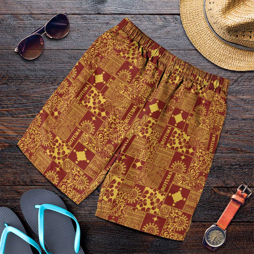 Rotuma Faiakse'ea 'e Kirisimasi Shorts for Men Pacific Patchwork Xmas Vibes LT9 Red - Polynesian Pride