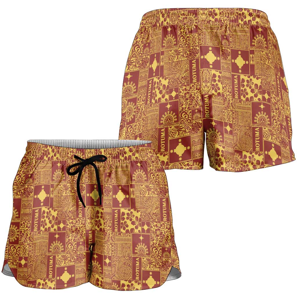 Rotuma Faiakse'ea 'e Kirisimasi Shorts for Women Pacific Patchwork Xmas Vibes LT9 - Polynesian Pride