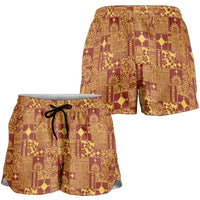 Rotuma Faiakse'ea 'e Kirisimasi Shorts for Women Pacific Patchwork Xmas Vibes LT9 - Polynesian Pride