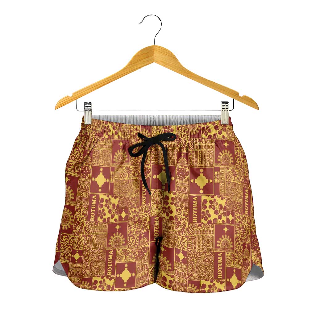 Rotuma Faiakse'ea 'e Kirisimasi Shorts for Women Pacific Patchwork Xmas Vibes LT9 - Polynesian Pride