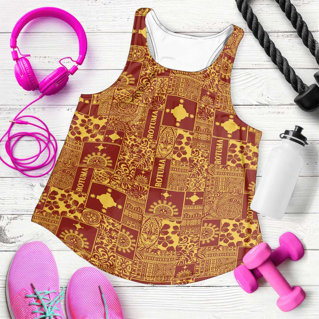 Rotuma Faiakse'ea 'e Kirisimasi Women Racerback Tank Pacific Patchwork Xmas Vibes LT9 Red - Polynesian Pride