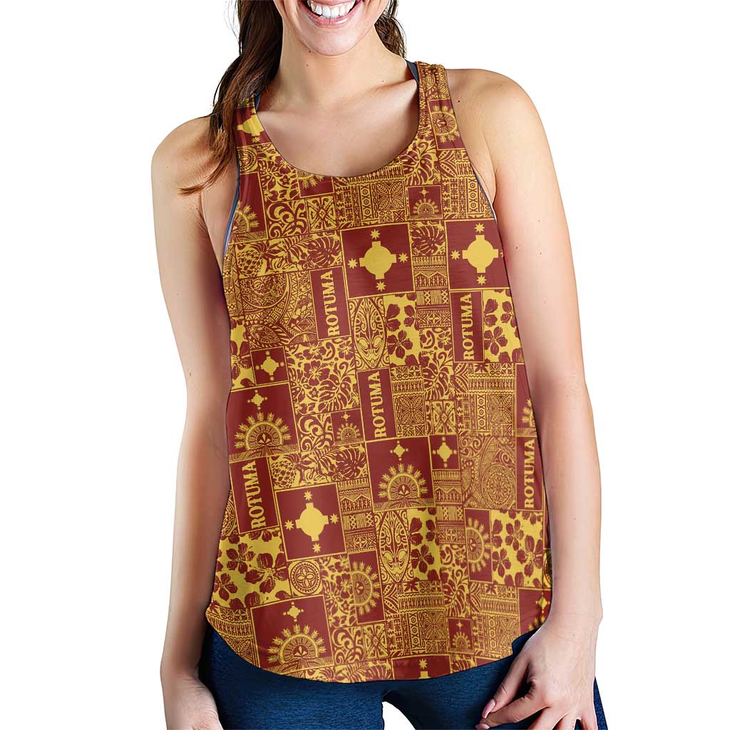 Rotuma Faiakse'ea 'e Kirisimasi Women Racerback Tank Pacific Patchwork Xmas Vibes LT9 - Polynesian Pride