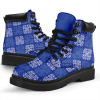 Royal Blue Palaka Quilt Hawaii All Season Boots Traditional Hawaii-plaid Pattern - Polynesian Pride