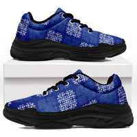 Royal Blue Palaka Quilt Hawaii Chunky Sneakers Traditional Hawaii-plaid Pattern - Polynesian Pride