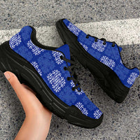 Royal Blue Palaka Quilt Hawaii Chunky Sneakers Traditional Hawaii-plaid Pattern - Polynesian Pride