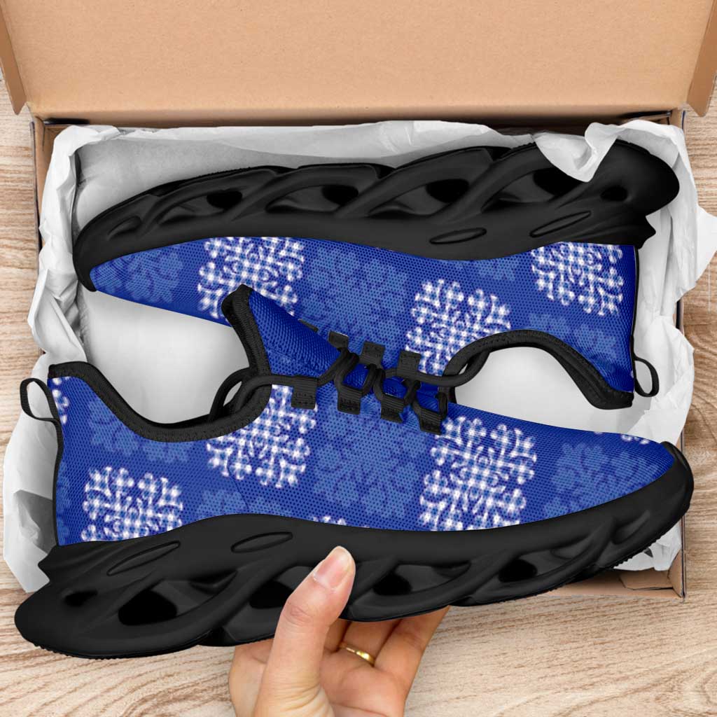 Royal Blue Palaka Quilt Hawaii Clunky Sneakers Traditional Hawaii-plaid Pattern - Polynesian Pride