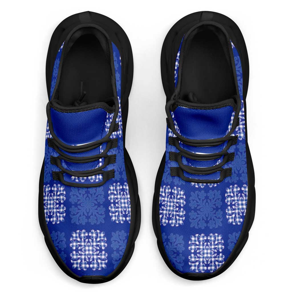 Royal Blue Palaka Quilt Hawaii Clunky Sneakers Traditional Hawaii-plaid Pattern - Polynesian Pride