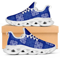 Royal Blue Palaka Quilt Hawaii Clunky Sneakers Traditional Hawaii-plaid Pattern - Polynesian Pride
