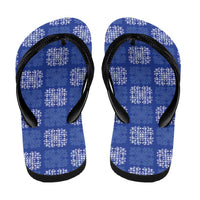 Royal Blue Palaka Quilt Hawaii Flip Flops Traditional Hawaii-plaid Pattern - Polynesian Pride