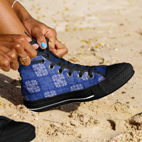 Royal Blue Palaka Quilt Hawaii High Top Shoes Traditional Hawaii-plaid Pattern - Polynesian Pride