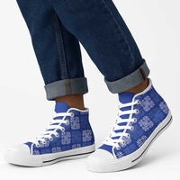 Royal Blue Palaka Quilt Hawaii High Top Shoes Traditional Hawaii-plaid Pattern - Polynesian Pride