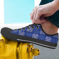 Royal Blue Palaka Quilt Hawaii Low Top Shoes Traditional Hawaii-plaid Pattern - Polynesian Pride