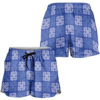 Royal Blue Palaka Quilt Hawaii Shorts for Women Traditional Hawaii-plaid Pattern - Polynesian Pride
