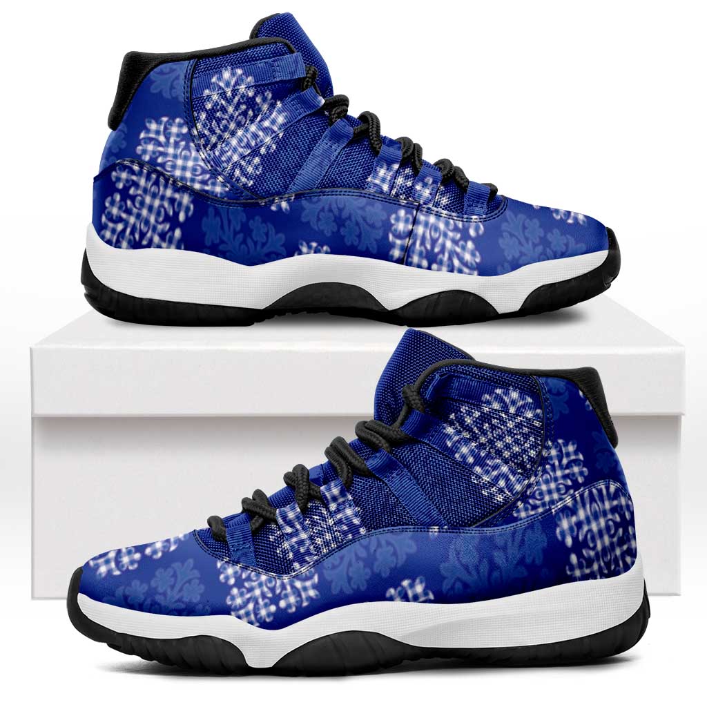 Royal Blue Palaka Quilt Hawaii Sneakers J11 Traditional Hawaii-plaid Pattern - Polynesian Pride