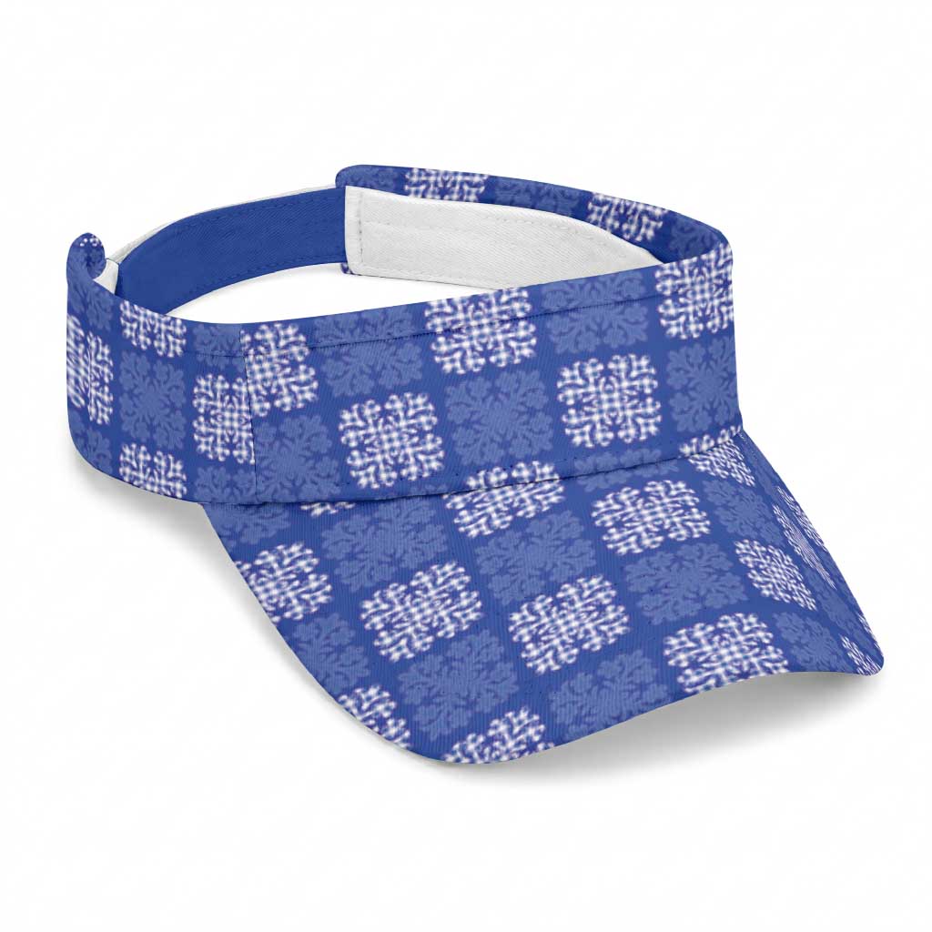 Royal Blue Palaka Quilt Hawaii Sun Visor Cap Traditional Hawaii-plaid Pattern LT14 Universal Fit Royal Blue - Polynesian Pride