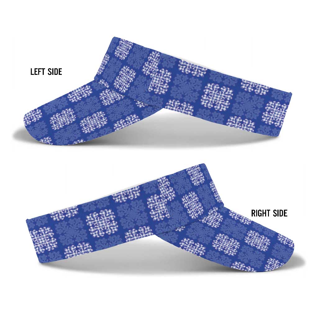Royal Blue Palaka Quilt Hawaii Sun Visor Cap Traditional Hawaii-plaid Pattern LT14 - Polynesian Pride