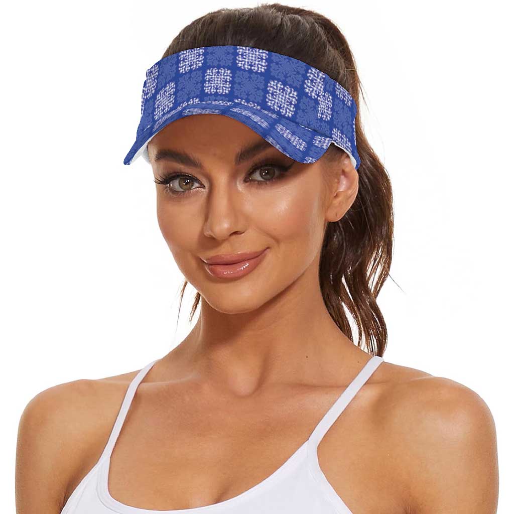Royal Blue Palaka Quilt Hawaii Sun Visor Cap Traditional Hawaii-plaid Pattern LT14 - Polynesian Pride