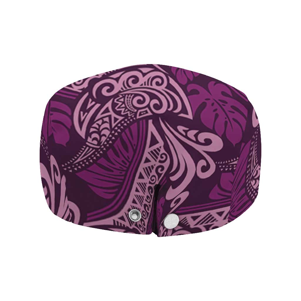 Royal Purple Monstera Jeff Hat Polynesian Tribal Pattern - Polynesian Pride