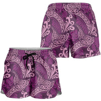 Royal Purple Monstera Shorts for Women Polynesian Tribal Pattern LT01 - Polynesian Pride