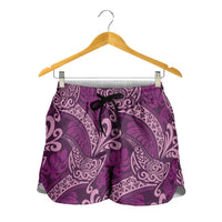 Royal Purple Monstera Shorts for Women Polynesian Tribal Pattern LT01 - Polynesian Pride