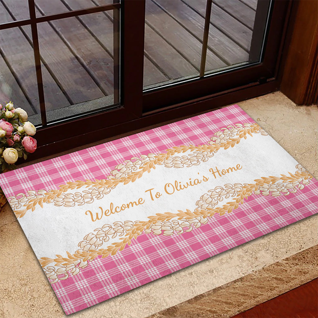 Custom Hawaii Palaka Rubber Doormat Puakenikeni Lei Traditional Hawaii-plaid CTM14