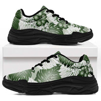 Sage Green Aloha Hawaii Chunky Sneakers Monstera Hibiscus Plumeria Seamless Vibes - Polynesian Pride