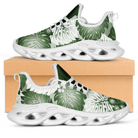 Sage Green Aloha Hawaii Clunky Sneakers Monstera Hibiscus Plumeria Seamless Vibes - Polynesian Pride