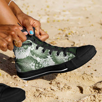 Sage Green Aloha Hawaii High Top Shoes Monstera Hibiscus Plumeria Seamless Vibes - Polynesian Pride