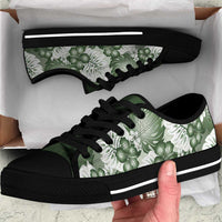 Sage Green Aloha Hawaii Low Top Shoes Monstera Hibiscus Plumeria Seamless Vibes - Polynesian Pride