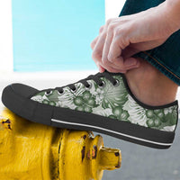 Sage Green Aloha Hawaii Low Top Shoes Monstera Hibiscus Plumeria Seamless Vibes - Polynesian Pride