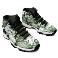 Sage Green Aloha Hawaii Sneakers J11 Monstera Hibiscus Plumeria Seamless Vibes - Polynesian Pride