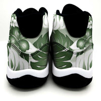 Sage Green Aloha Hawaii Sneakers J11 Monstera Hibiscus Plumeria Seamless Vibes - Polynesian Pride