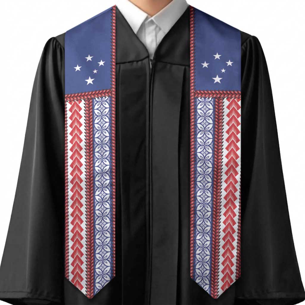 Samoa Flag Graduation Stole Ula Fala With Samoan Siapo LT05 - Polynesian Pride