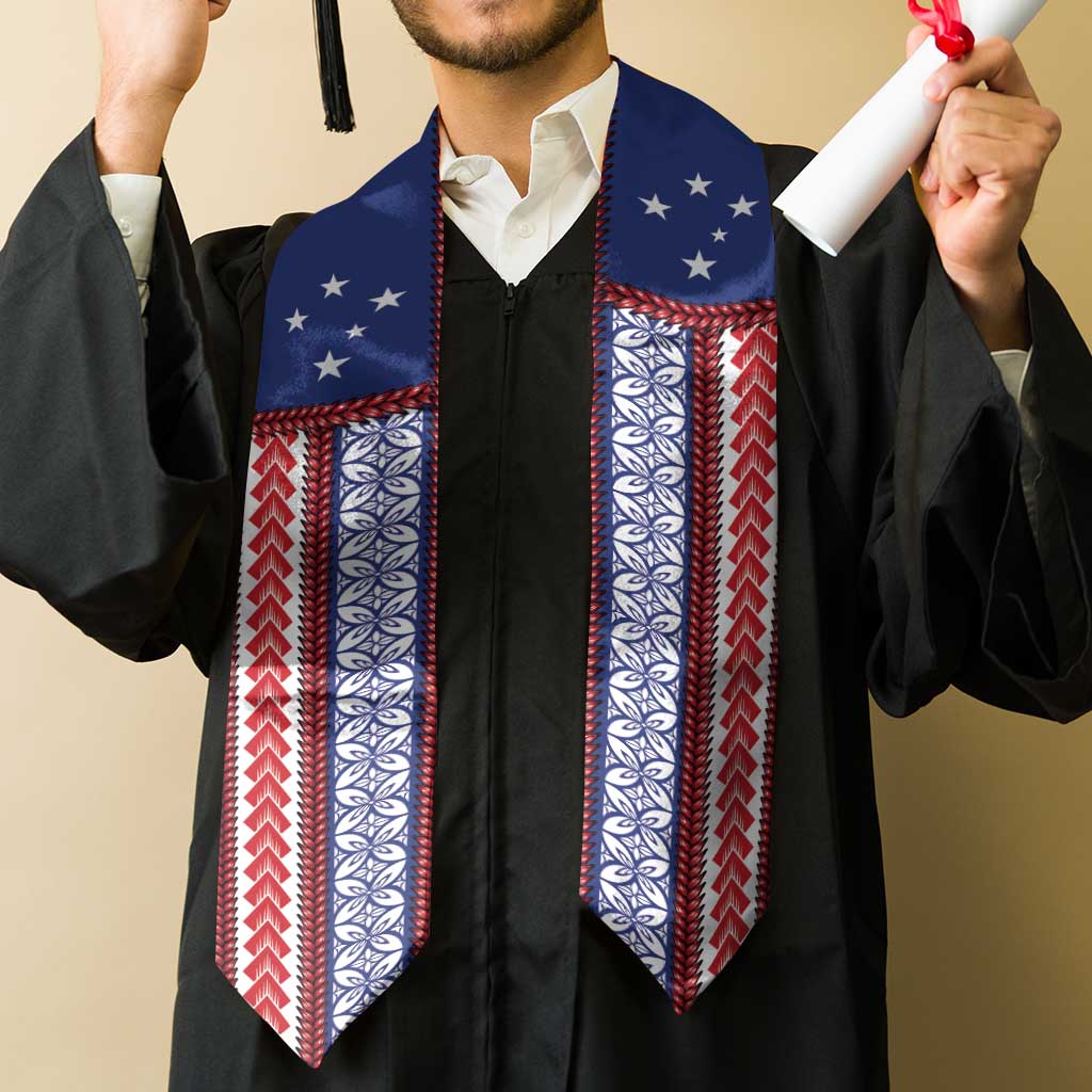 Samoa Flag Graduation Stole Ula Fala With Samoan Siapo LT05 - Polynesian Pride