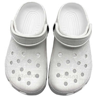 Samoa Lotu Tamaiti Clogs Shoes Tribal Tatau with Siapo Pattern LT03 White - Polynesian Pride