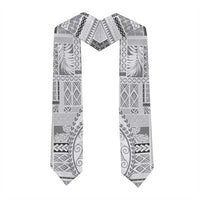 Samoa Siapo Elegant Graduation Stole Hibiscus White Motifs LT05 - Polynesian Pride