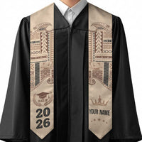 Samoa Siapo Mamanu Custom Graduation Stole Beige Waves Motifs