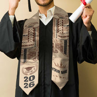 Samoa Siapo Mamanu Custom Graduation Stole Beige Waves Motifs